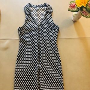 Black and White Patterned Straight Dress